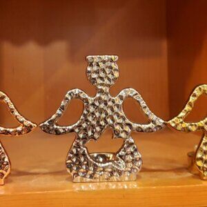 PartyLite - 3 Metalic Angel Set, Peace/Love/Joy